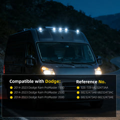 Dasbecan Black Front Roof Marker Lamp Assembly Roof Running Light Compatible with Ram ProMaster 1500 2500 3500 2014-2023 Replace# 926-109 68232473AA 68232473AB 68232473AC (5 Pack)