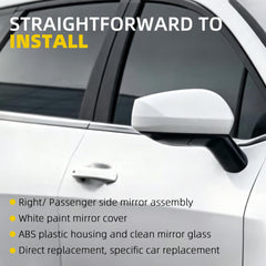 Right Side Mirror Compatible with 23-26 Kia Sportage White 5pin Passenger Mirror with Power Adjustment Glass, Heated Glass, Manual Folding