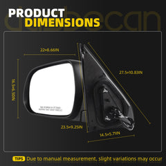 Driver Side Mirror Compatible with 2012-2015 Toyota Tacoma 5pins White Left Mirror with Turn Signal Light/ Power Adjustable Glass/ Manual Folding Replace TO1320283/ 8794004220