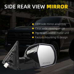 Side Mirror For 2022-2026 Toyota Tundra Right Passenger Side 7 Pin | Power Glass Blind Spot Heated Door Mirrors ViewMirror Assembly Replace# 879100C661