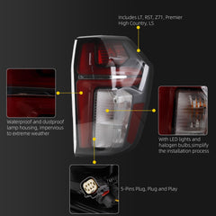 Passenger Tail Light Assembly Compatible with 2021-2024 Chevy Tahoe Suburban LS LT RST Z71 Rear Lamp Outer with LED Bulbs Rear Right Taillight Replaces# 84849417 GM2801322