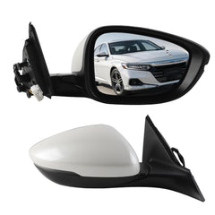 Side Rear View Mirror Compatible with 2023-2026 Honda Accord Power Heated Blind Spot Turn Signal Manual Folding HD Glass White Passenger Right Mirror Assembly Replace#76208-TVA-A31(8pin)