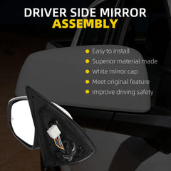 Driver Side Mirror Compatible with 2016-2023 Toyota Tacoma White Left Door Mirror w/Power Heated Glass/Blind Spot Light/Turn Signal Feature Replace# 8794004250 (8pins)