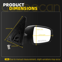 Right Passenger Side Mirror Compatible with 2011-2015 Kia Sorento with Power Heated Glass, Turn Signal Light, Manual Folding, White Mirror Cap Replace# KI1321146 (7Pins)