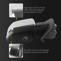 Passenger Side Mirror Compatible with 15-20 Ford F150 Chrome 16pin | Electric folding, Memory, Blind Spot, Turn Signal Lamp, Clearnce Lamp, Puddle Lamp Right Door Replaces FL3Z17682NB, FO1321529