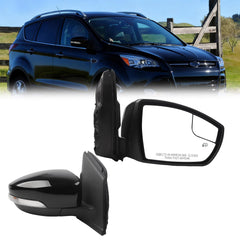 Passenger Right Side Mirror Compatible with 2013-2016 Ford Escape with Memory/Power Heated Glass/Memory/Puddle Light/Signal Light/Manual Folding/Black Replace# FO1321437 (12pins)