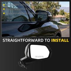 Rear View Mirror Assembly Compatible with Chevy Chevrolet Blazer 2019-2025 Manual Folding Heated Power Glass Replace 84698487 Right Passenger Side Black(5Pins)