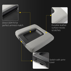 Center Console Lid Compatible with 2014-2018 Chevy Chevrolet Silverado/GMC Sierra 1500 2500HD 3500HD Front Center Console Armrest Lid with Liner Mat Replace# 22881398(Gray)