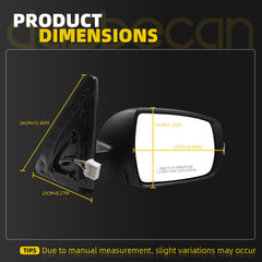 Right Passenger Side Mirror Compatible with 2011-2015 Kia Sorento with Power Heated Glass, Turn Signal Light, Black Mirror Cap, Manual Folding Replace# KI1321146 (7Pins)