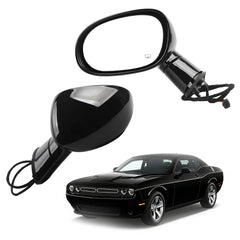 Left Driver Side Mirror Compatible with 2015-2019 Dodge Challenger with Power Heated Glass, Manual Folding, Black Paint Mirror Assembly Replace# CH1320396 (5Pins)
