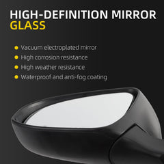 Driver Side Mirror White Compatible with Toyota Camry 2015 2016 2017 Heated Manual Folding Power Glass Left Door Mirror Replaces#TO1320363 (5PINS)