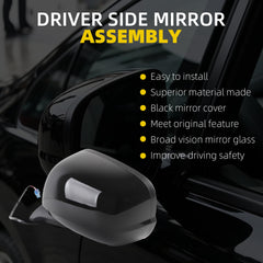 Dasbecan Left Driver Side Mirror Compatible With 2009-2014 Honda Fit Door Mirror with Manual Folding Power Glass Non-Heated Black Replace# HO1320246 76258-TK6-305 76258TK6305(3 Pins)