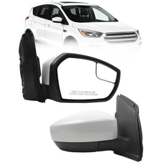 Right Passenger Side Mirror Compatible with 2017-2019 Ford Escape with Power Glass, Manual Folding, Non Heated, White Mirror Cap Replace# FO1321564 GJ5417682BB(3Pins)