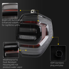 LED Tail Light Assembly Compatible with 2025 2026 Toyota 4Runner Rear Lamp Black Trim Taillight Right Passenger Side Replace# 81551-35410