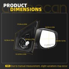 Right Passenger Side Mirror Compatible With 2009-2013 Toyota Corolla With Power Glass Heated Manual Folding Door Mirror Silver Replace#8790802B01(5Pins）