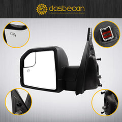 Side Left Mirror Compatible with 2015-2018 Ford F-150 Driver Side JL3Z-17682-CA FO1320556 FL3Z-17683-CC LH 8 Pins Power Heated LED Turn Signal