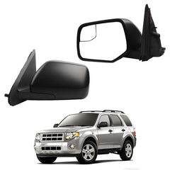 Left Driver Side Mirror Compatible with 2008-2012 Ford Escape with Power Glass, Blind Spot Glass, Non-Heated, Manual Folding, Black Texture Cap Replace#FO1320291 AL8Z17683AA (3Pins)