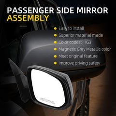 Passenger Side Mirror Compatible with 2016-2023 Toyota Tacoma Grey Right Door Mirror w/Power Glass/Heated Glass Feature Replace# TO1321348 8791004220 (5pins)