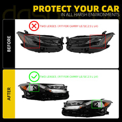 Headlight Assembly Compatible With Toyota Camry SE LE 2024 2025 Left+Right Side Replace#81110AQ010 81110-AQ010 81150AQ010 81150-AQ010