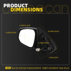 Driver Side Mirror Compatible with 2016-2023 Toyota Tacoma Grey Left Door Mirror w/Power Heated Glass/Blind Spot Light/Turn Signal Feature Replace# 8794004250 (8pins)