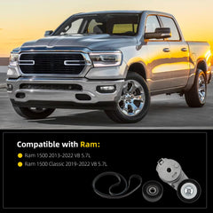 Drive Belt Tensioner Idler Pulley Serpentine Kit Compatible with Ram 1500 2013-2022,Ram 1500 Classic 2019-2022 5.7L V8 Replaces# 38018 38323 6PK1853