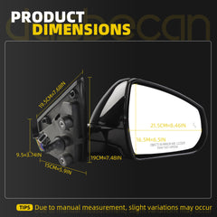Right Passenger Side Mirror Compatible with 2010-2016 Cadillac SRX with Power Heated Glass, Power Folding, Blind Spot Light, Memory Replace# GM1321528 22847419 (9+4Pins)