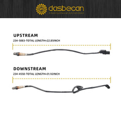 Oxygen O2 Sensor 2PCS Compatible with Elantra 1.8L 2.0L L4 2011-2014 Left Right Upstream & Downstream Replaces# 234-5083 234-4550