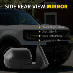 Side Rear View Mirror Compatible with 2021-2025 Ford Bronco Sport Power Heated Glass Blind Spot Manual Folding HD Glass Lens Passenger Door Mirror Replace#M1PZ17682A M1PZ17682A-PFM(7pin)
