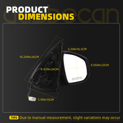 Passenger Side Mirror Compatible with 2016-2023 Toyota Tacoma Grey Right Door Mirror w/Power Glass/Heated Glass Feature Replace# TO1321348 8791004220 (5pins)