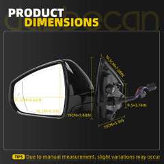 Left Driver Side Mirror Compatible with 2010-2016 Cadillac SRX with Power Heated Glass, Power Folding, Blind Spot Light, Memory, Temp Sensor Replace# GM1320528 22847418 (9+6Pins)