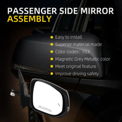 Passenger Side Mirror Compatible with 2016-2023 Toyota Tacoma Grey Right Door Mirror w/Power Heated Glass/Blind Spot Light/Turn Signal Feature Replace# 8791004250 (8pins)