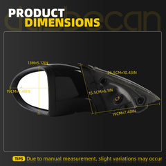 Driver Left Side Door Mirror Assembly Compatible with 2019-2023 Volkswagen Jetta Mirror Power Heated Glass Manual Folding Blind Spot Light Black Replaces#VW1320182 198074012590(5+2pin)