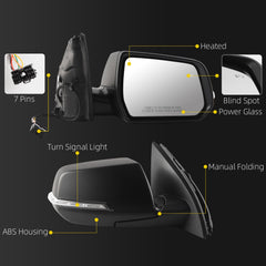 Side Rear View Mirror Compatible with 2020-2024 GMC Acadia AT4/SL/SLE Heated Blind Spot Power Glass Manual Folding Right Passenger Door Mirror Replace# GM1321654 84579491 84579491-PFM (7 Pin)