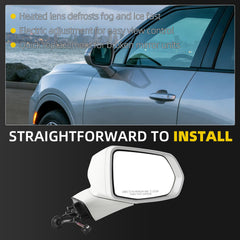 Rear View Mirror Assembly Compatible with Chevy Chevrolet Blazer 2019-2025 Manual Folding Heated Power Glass Replace 84698487 Right Passenger Side White(5Pins)