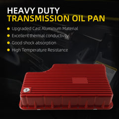 Transmission oil pan Compatible With 11-19 Ford F250 F350 (Red) For 2011-2019 Ford F250 F350 F450 F550 Super Duty 6.7L with 6R140 Transmission Replace# 328052010