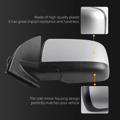 Driver Side Mirror Silver Compatible with Nissan Rogue 2008-2015 | ﻿ ﻿ Heated Manual Fold Power Glass, 5PINS Connector, OE#96302JM200, NI1320236, NI1320199