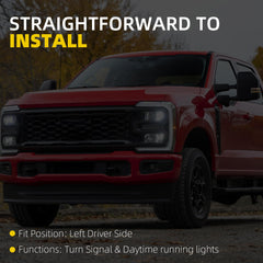 Dasbecan Left LED Tow Mirror Turn Signal Lamp w/DRL Compatible with Ford
