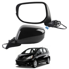 Dasbecan Left Driver Side Mirror Compatible With 2009-2014 Honda Fit Door Mirror with Manual Folding Power Glass Non-Heated Black Replace# HO1320246 76258-TK6-305 76258TK6305(3 Pins)