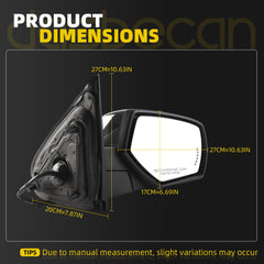 Right Passenger Side Mirror Compatible with 2014-2018 Chevy Silverado GMC Sierra w/Puddle Light/Turn Signal/Heated/Power Adjustment/Power Folding/Memory Chrome Cap Replace#23499472(14pins)
