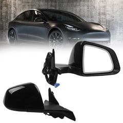 Side Rear View Mirror Compatible with 2020-2024 Tesla Model Y Anti-Glare Glass with Mirror Memory Power Heated Right Passenger Side Power Folding #1495588-00-G 149558800G (13pin Black)