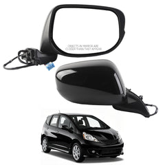 Right Passenger Side Mirror Compatible With 2009-2014 Honda Fit Door Mirror with Manual Folding Power Glass Non-Heated Black Replace# HO1321246 76208-TK6-305 76208TK6305(3 Pins)