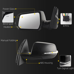 Dasbecan Side Rear View Mirror Compatible with Chevy Traverse LT 2022-2023