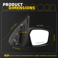 Passenger Side Mirror Compatible with 2006-2010 Ford Fusion 3 Pins Right Side Door Mirror with Power Glass, Manual Folding, Non-Heated Replace 6E5Z17682A, FO1321265