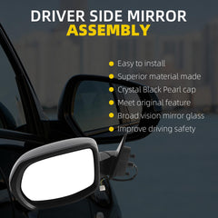 Left Driver Side Mirror Compatible with 2017-2022 Honda HRV LX Sport with Power Glass, Manual Folding, Black Cover, Non-Heated Replace# HO1320285 76258T7W305(3Pins)