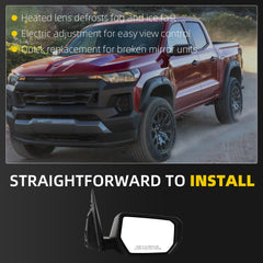 Side Rear View Mirror Compatible With 2023-2026 Chevy Colorado Power Glass Heated Electric adjustment Door Mirrors Right Passenger Side Replace# 87845755 85655425 85655425-PFM(5 Pins)