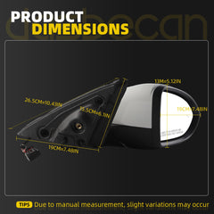 Passenger Right Side Mirror Assembly Compatible with 2019-2023 Volkswagen Jetta Mirror Power Heated Glass Manual Folding Blind Spot Light White Replaces#VW1321182 198074012583(5+2pin)