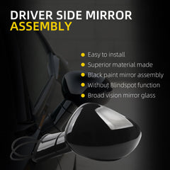 Left Driver Side Mirror Compatible with 2015-2019 Dodge Challenger with Power Heated Glass, Manual Folding, Black Paint Mirror Assembly Replace# CH1320396 (5Pins)