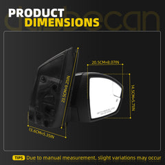 Passenger Right Side Mirror Compatible with 2013-2016 Ford Escape with Memory/Power Heated Glass/Memory/Puddle Light/Signal Light/Manual Folding/Black Replace# FO1321437 (12pins)