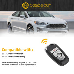 Key Fob Replacement Keyless Entry 4 Buttons Compatible with 2017-2021 Ford Fusion 2018-2022 Ford Mustang Smart Remote Control Replace# FCC ID:M3N-A2C93142300 P/N:164-R8150