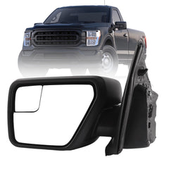 5pins Left Outside Mirror Assembly Compatible With 2021 2022 2023 2024 Ford F-150 Power Adjustment Heated Manual Folding Matte Black Rearview Mirror